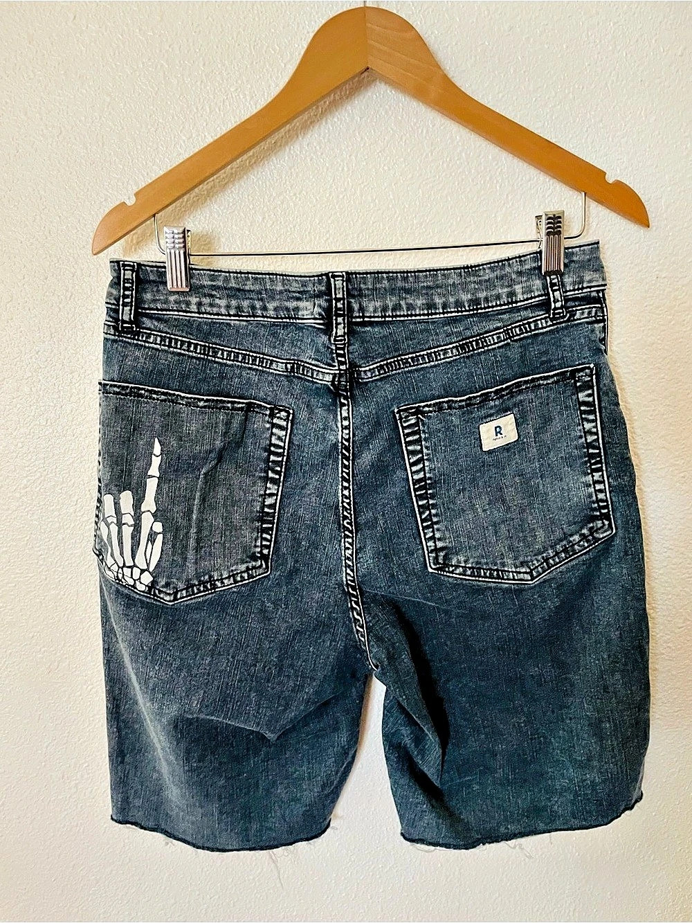 ripton & co. Skeleton Hand Limited Edition Jorts. Blue Waist 32
